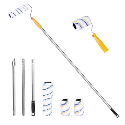 Btstil Farbroller mit Teleskopstange, Farbroller Wandfarbe Set mit 3 Farbwalzen & Aluminium Teleskopstab für Malerei und Renovierung von Haushaltsprojekt (Set2) von Btstil