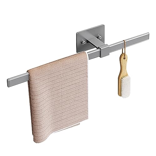 Btstil Handtuchhalter Doppel, Wand Halterung für Handtücher Einstellbarer Abstand Selbstklebend Wandmontage, Handtuchstange Doppelter für Bad & KüChe Silber 40cm (A) von Btstil