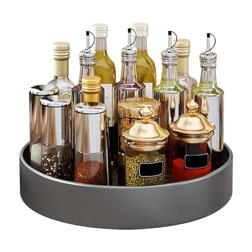 Btstil Lazy Susan Drehteller Organizer, 30 cm Drehbares Gewürzregal aus Metall Stahl, 360 Grad Drehtablett Organizer für Schrank, Speisekammer, Küche, Arbeitsplatte, Esstisch, Waschtisch (Grau) von Btstil