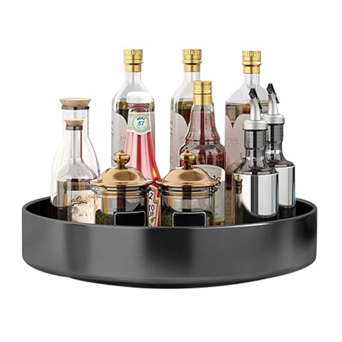 Btstil Lazy Susan Drehteller Organizer, 30 cm Drehbares Gewürzregal aus Metall Stahl, 360 Grad Drehtablett Organizer für Schrank, Speisekammer, Küche, Arbeitsplatte, Esstisch, Waschtisch (Schwarz) von Btstil