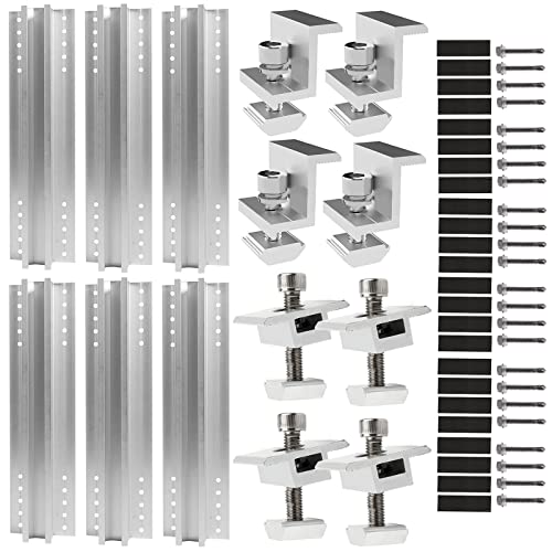 Btstil Solarmodul Halterung Kit, PV Anlagen Befestigungsschiene 30mm, Trapezblech Photovoltaik, Befestigung Solarmodul Für Solar Panel (6* Rai+4* Side Clamp+4* Middle lamp, 30mm) von Btstil