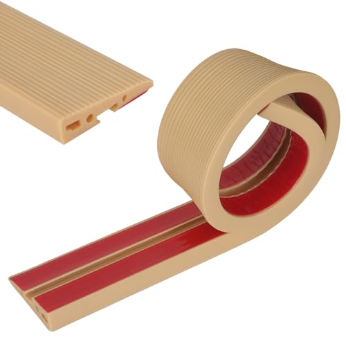 Btstil Türschwellenrampen, 90 x 7,5 x 1,5 cm Gummi Schwellenrampe mit 4 Kabellöchern, Rollstuhlrampe Selbstklebende für Rollstuhl, Kinderwagen, Rollator oder e Scooter (Gelb, 1,5cm Höhe) von Btstil