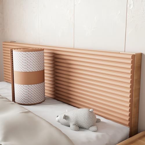 Btstil Wandpaneele Gepolstert für Kinderzimmer, 200cm Wandpolster Selbstklebend, 1cm Dick Anti-Kollision Wandkissen, Polsterpaneel Wand Wandschutz Bett (15cm-Braun) von Btstil