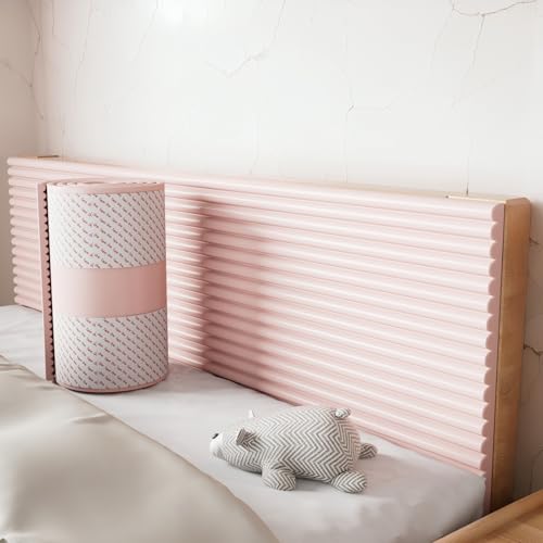 Btstil Wandpaneele Gepolstert für Kinderzimmer, 200cm Wandpolster Selbstklebend, 1cm Dick Anti-Kollision Wandkissen, Polsterpaneel Wand Wandschutz Bett (20cm-Rosa) von Btstil