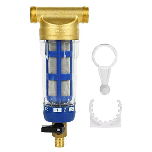 Btstil Wasserfilter Wiederverwendbare Spin-Down-Sediment-Wasserfilter Wasserhahn Wasserfilter Wasser-Vorfilter-Sedimentfilter für Brunnenwasserschlauch-Sedimentfilter (3/4" Male Thread) von Btstil