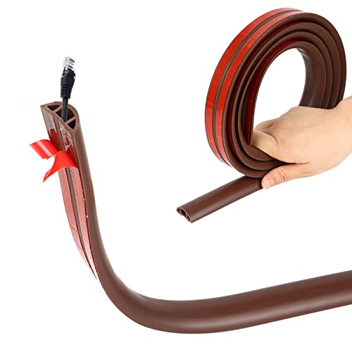 Kabelkanal Selbstklebend, PVC Flexibler Halbrunde Boden Kabelbrücke Kabelabdeckung Kabelschutz Kabelschacht Leicht zu Schneiden für alle Netzkabel Haus, Büro, Schule, Lager (D35(35x14mm), Kaffee, 5m) von Btstil