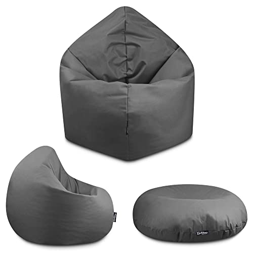 BuBiBag - 2in1 Sitzsack Bodenkissen - Outdoor Sitzsäcke Indoor Beanbag in 32 Farben und 3 Größen - Sitzkissen für Kinder und Erwachsene (100 cm Durchmesser, anthrazit) von BuBiBag