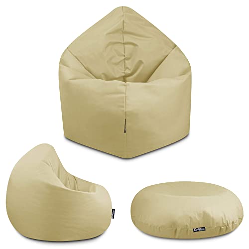 BuBiBag - 2in1 Sitzsack Bodenkissen - Outdoor Sitzsäcke Indoor Beanbag in 32 Farben und 3 Größen - Sitzkissen für Kinder und Erwachsene (100 cm Durchmesser, Beige) von BuBiBag
