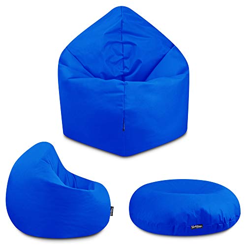 BuBiBag - 2in1 Sitzsack Bodenkissen - Outdoor Sitzsäcke Indoor Beanbag in 32 Farben und 3 Größen - Sitzkissen für Kinder und Erwachsene (125 cm Durchmesser, Blau) von BuBiBag