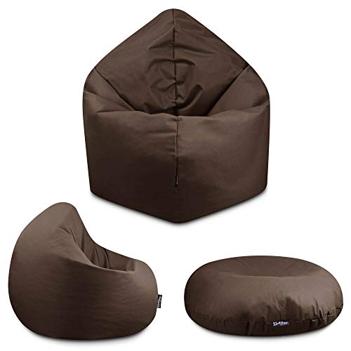 BuBiBag - 2in1 Sitzsack Bodenkissen - Outdoor Sitzsäcke Indoor Beanbag in 32 Farben und 3 Größen - Sitzkissen für Kinder und Erwachsene (145 cm Durchmesser, Braun) von BuBiBag