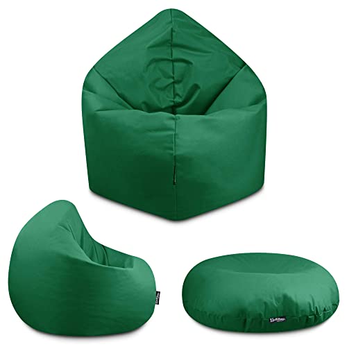 BuBiBag - 2in1 Sitzsack Bodenkissen - Outdoor Sitzsäcke Indoor Beanbag in 32 Farben und 3 Größen - Sitzkissen für Kinder und Erwachsene (100 cm Durchmesser, Dunkelgrün) von BuBiBag