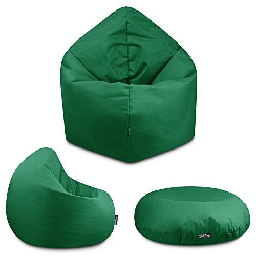 BuBiBag - 2in1 Sitzsack Bodenkissen - Outdoor Sitzsäcke Indoor Beanbag in 32 Farben und 3 Größen - Sitzkissen für Kinder und Erwachsene (125 cm Durchmesser, Dunkelgrün) von BuBiBag