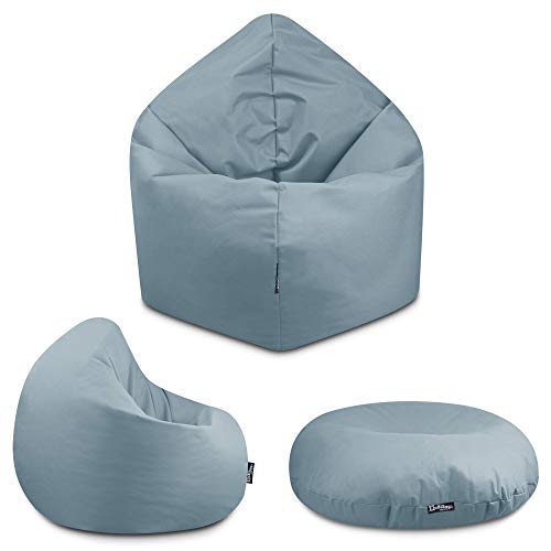 BuBiBag - 2in1 Sitzsack Bodenkissen - Outdoor Sitzsäcke Indoor Beanbag in 32 Farben und 3 Größen - Sitzkissen für Kinder und Erwachsene (125 cm Durchmesser, Grau) von BuBiBag