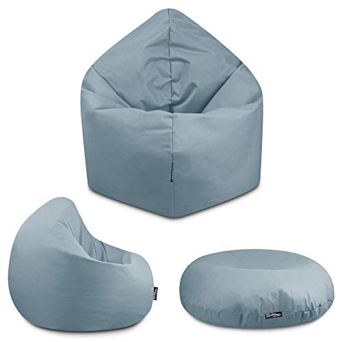 BuBiBag - 2in1 Sitzsack Bodenkissen - Outdoor Sitzsäcke Indoor Beanbag in 32 Farben und 3 Größen - Sitzkissen für Kinder und Erwachsene (145 cm Durchmesser, Grau) von BuBiBag