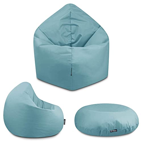 BuBiBag - 2in1 Sitzsack Bodenkissen - Outdoor Sitzsäcke Indoor Beanbag in 32 Farben und 3 Größen - Sitzkissen für Kinder und Erwachsene (100 cm Durchmesser, Hellblau) von BuBiBag