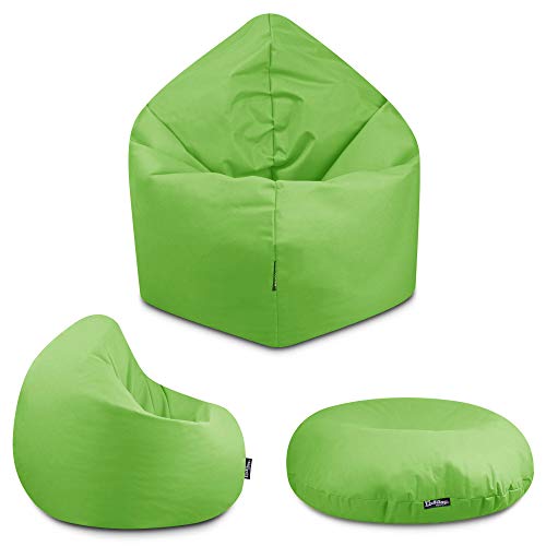BuBiBag - 2in1 Sitzsack Bodenkissen - Outdoor Sitzsäcke Indoor Beanbag in 32 Farben und 3 Größen - Sitzkissen für Kinder und Erwachsene (125 cm Durchmesser, Kiwigrün) von BuBiBag