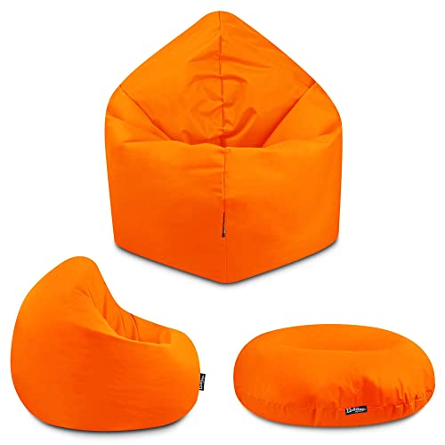 BuBiBag - 2in1 Sitzsack Bodenkissen - Outdoor Sitzsäcke Indoor Beanbag in 32 Farben und 3 Größen - Sitzkissen für Kinder und Erwachsene (125 cm Durchmesser, Orange) von BuBiBag
