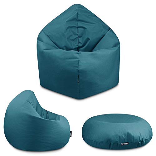 BuBiBag - 2in1 Sitzsack Bodenkissen - Outdoor Sitzsäcke Indoor Beanbag in 32 Farben und 3 Größen - Sitzkissen für Kinder und Erwachsene (125 cm Durchmesser, Petrol) von BuBiBag