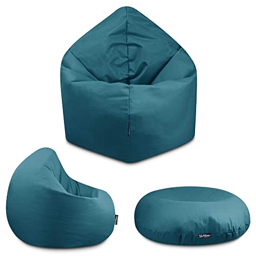 BuBiBag - 2in1 Sitzsack Bodenkissen - Outdoor Sitzsäcke Indoor Beanbag in 32 Farben und 3 Größen - Sitzkissen für Kinder und Erwachsene (145 cm Durchmesser, Petrol) von BuBiBag