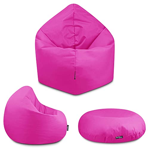 BuBiBag - 2in1 Sitzsack Bodenkissen - Outdoor Sitzsäcke Indoor Beanbag in 32 Farben und 3 Größen - Sitzkissen für Kinder und Erwachsene (100 cm Durchmesser, Pink) von BuBiBag