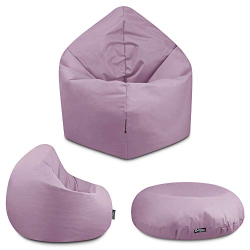 BuBiBag - 2in1 Sitzsack Bodenkissen - Outdoor Sitzsäcke Indoor Beanbag in 32 Farben und 3 Größen - Sitzkissen für Kinder und Erwachsene (100 cm Durchmesser, Puderflieder) von BuBiBag