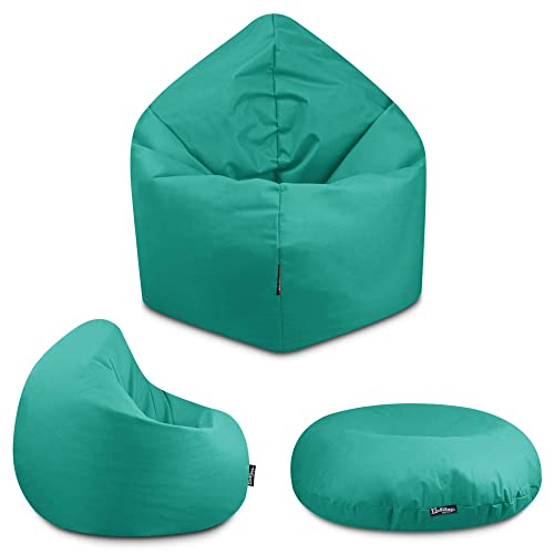 BuBiBag - 2in1 Sitzsack Bodenkissen - Outdoor Sitzsäcke Indoor Beanbag in 32 Farben und 4 Größen - Sitzkissen für Kinder und Erwachsene (Türkis-100 cm) von BuBiBag