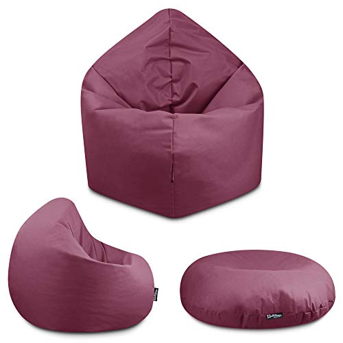 BuBiBag - 2in1 Sitzsack Bodenkissen - Outdoor Sitzsäcke Indoor Beanbag in 32 Farben und 3 Größen - Sitzkissen für Kinder und Erwachsene (100 cm Durchmesser, Weinrot) von BuBiBag