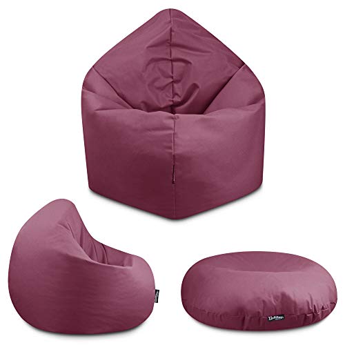 BuBiBag - 2in1 Sitzsack Bodenkissen - Outdoor Sitzsäcke Indoor Beanbag in 32 Farben und 3 Größen - Sitzkissen für Kinder und Erwachsene (100 cm Durchmesser, Weinrot) von BuBiBag