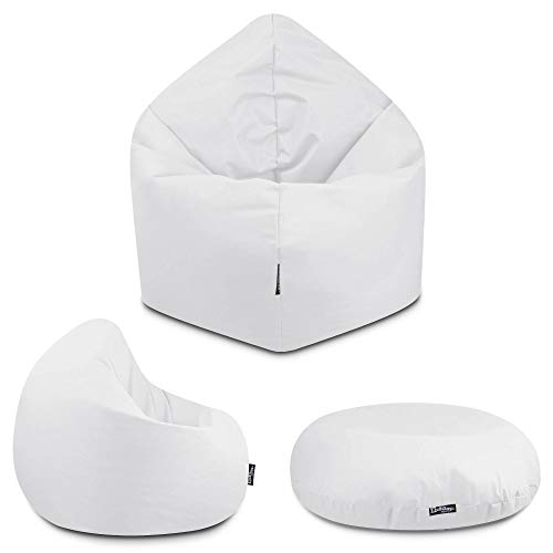 BuBiBag - 2in1 Sitzsack Bodenkissen - Outdoor Sitzsäcke Indoor Beanbag in 32 Farben und 3 Größen - Sitzkissen für Kinder und Erwachsene (100 cm Durchmesser, Weiß) von BuBiBag