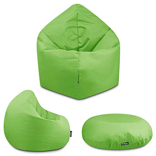 BuBiBag - 2in1 Sitzsack Bodenkissen - Outdoor Sitzsäcke Indoor Beanbag in 32 Farben und 3 Größen - Sitzkissen für Kinder und Erwachsene (100 cm Durchmesser, Kiwigrün) von BuBiBag