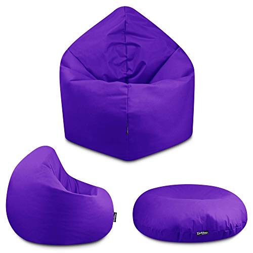 BuBiBag - 2in1 Sitzsack Bodenkissen - Outdoor Sitzsäcke Indoor Beanbag in 32 Farben und 3 Größen - Sitzkissen für Kinder und Erwachsene (100 cm Durchmesser, Lila) von BuBiBag