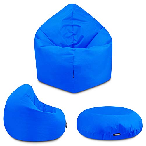 BuBiBag - 2in1 Sitzsack Bodenkissen - Outdoor Sitzsäcke Indoor Beanbag in 32 Farben und 3 Größen - Sitzkissen für Kinder und Erwachsene (145 cm Durchmesser, Königsblau) von BuBiBag