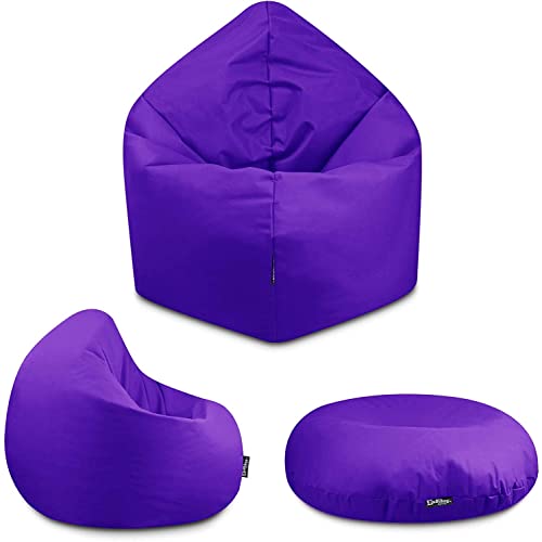 BuBiBag - 2in1 Sitzsack Bodenkissen - Outdoor Sitzsäcke Indoor Beanbag in 32 Farben und 4 Größen - Sitzkissen für Kinder und Erwachsene (155 cm, Lila) von BuBiBag