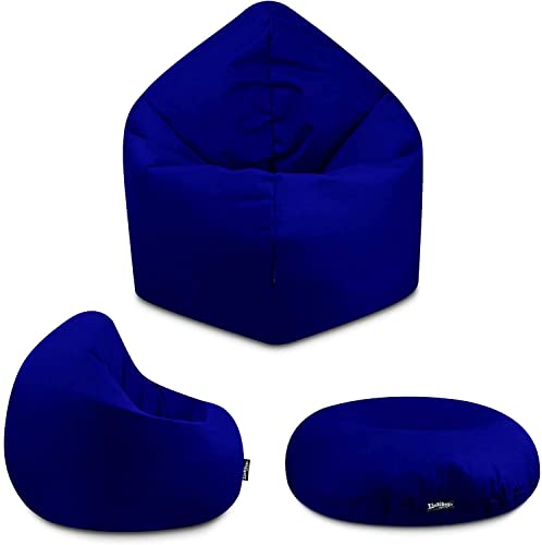 BuBiBag - 2in1 Sitzsack Bodenkissen - Outdoor Sitzsäcke Indoor Beanbag in 32 Farben und 4 Größen - Sitzkissen für Kinder und Erwachsene (155 cm, Marine/dunkelblau) von BuBiBag