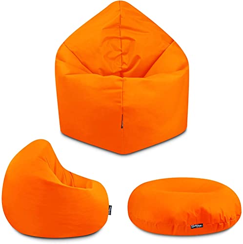 BuBiBag - 2in1 Sitzsack Bodenkissen - Outdoor Sitzsäcke Indoor Beanbag in 32 Farben und 4 Größen - Sitzkissen für Kinder und Erwachsene (155 cm, Orange) von BuBiBag