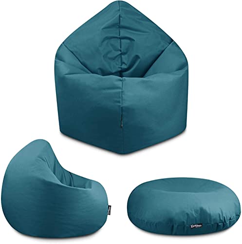 BuBiBag - 2in1 Sitzsack Bodenkissen - Outdoor Sitzsäcke Indoor Beanbag in 32 Farben und 4 Größen - Sitzkissen für Kinder und Erwachsene (155 cm, Petrol) von BuBiBag