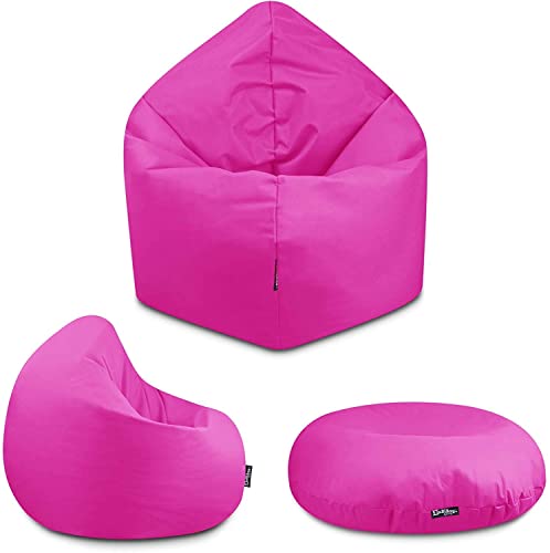 BuBiBag - 2in1 Sitzsack Bodenkissen - Outdoor Sitzsäcke Indoor Beanbag in 32 Farben und 4 Größen - Sitzkissen für Kinder und Erwachsene (155 cm, Pink) von BuBiBag