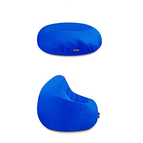 BuBiBag Beanbag Sitzkissen für Kinder & Erwachsene | Bodenkissen in 32 Farben & 3 Größen | Sitzsack für Indoor Outdoor | Wasser- & schmutzabweisend Material (Blau-Erwachsene XL) von BuBiBag
