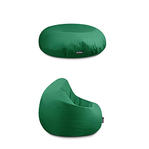 BuBiBag Beanbag Sitzkissen für Kinder & Erwachsene | Bodenkissen in 32 Farben & 3 Größen | Sitzsack für Indoor Outdoor | Wasser- & schmutzabweisend Material (Dunkelgrün-Kinder) von BuBiBag