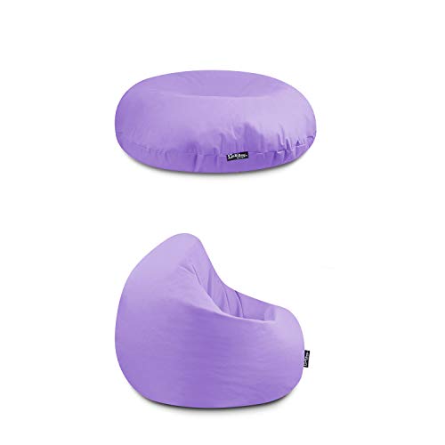 BuBiBag Beanbag Sitzkissen für Kinder & Erwachsene | Bodenkissen in 32 Farben & 3 Größen | Sitzsack für Indoor Outdoor | Wasser- & schmutzabweisend Material (Flieder-Erwachsene XL) von BuBiBag