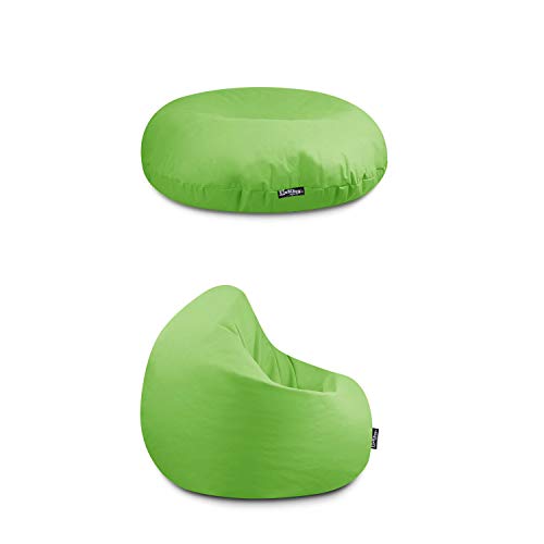 BuBiBag Beanbag Sitzkissen für Kinder & Erwachsene | Bodenkissen in 32 Farben & 3 Größen | Sitzsack für Indoor Outdoor | Wasser- & schmutzabweisend Material (Kiwigrün-Erwachsene XL) von BuBiBag