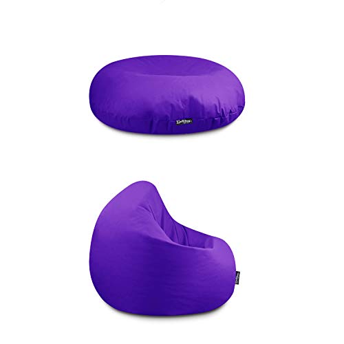 BuBiBag Beanbag Sitzkissen für Kinder & Erwachsene | Bodenkissen in 32 Farben & 3 Größen | Sitzsack für Indoor Outdoor | Wasser- & schmutzabweisend Material (Lila-Kinder) von BuBiBag