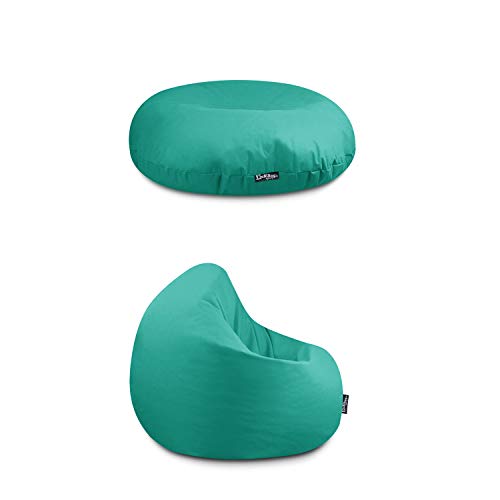 BuBiBag Beanbag Sitzkissen für Kinder & Erwachsene | Bodenkissen in 32 Farben & 3 Größen | Sitzsack für Indoor Outdoor | Wasser- & schmutzabweisend Material (Türkis-Erwachsene XL) von BuBiBag