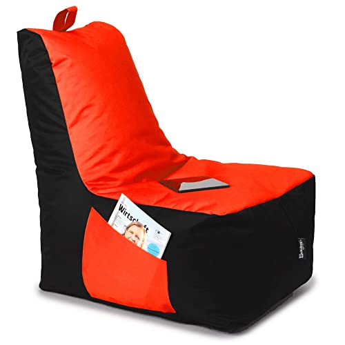 BuBiBag Sitzsack für Kinder und Erwachsene, Gaming Sitzsäcke mit Füllung für das Kinderzimmer, Zockersessel für groß und klein | XXL ChillBag, Neonorange von BuBiBag