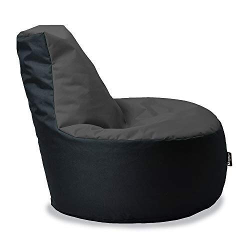 BuBiBag Gamer Sitzsack, Lounge Sessel, Gaming Sitzsäcke, Indoor & Outdoor Kissen für Kinder und Erwachsene (Anthrazit-Schwarz;Ø:55cm) von BuBiBag