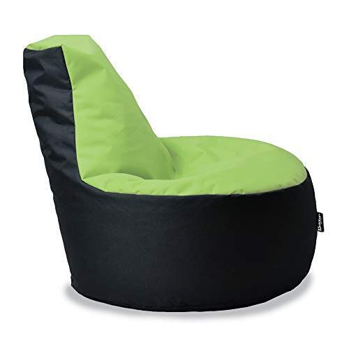 BuBiBag Gamer Sitzsack, Lounge Sessel, Gaming Sitzsäcke, Indoor & Outdoor Kissen für Kinder und Erwachsene (Lime-Schwarz;Ø:55cm) von BuBiBag