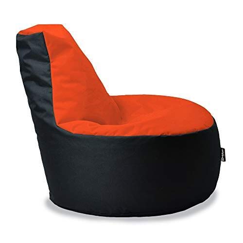 BuBiBag Gamer Sitzsack, Lounge Sessel, Gaming Sitzsäcke, Indoor & Outdoor Kissen für Kinder und Erwachsene (Neonorange-Schwarz;Ø:55cm) von BuBiBag