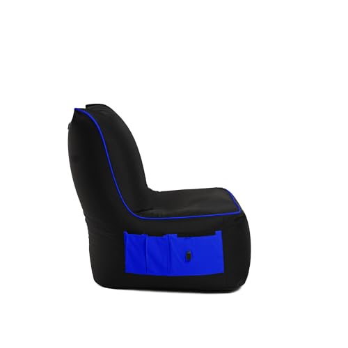 BuBiBag Gaming Sitzsack zum Zocken mit Anschluss zum Laden & Taschen, Halterung, Game Sessel für Kinder und Erwachsene, Beanbag Indoor und Outdoor - Dreambag (Blau) von BuBiBag
