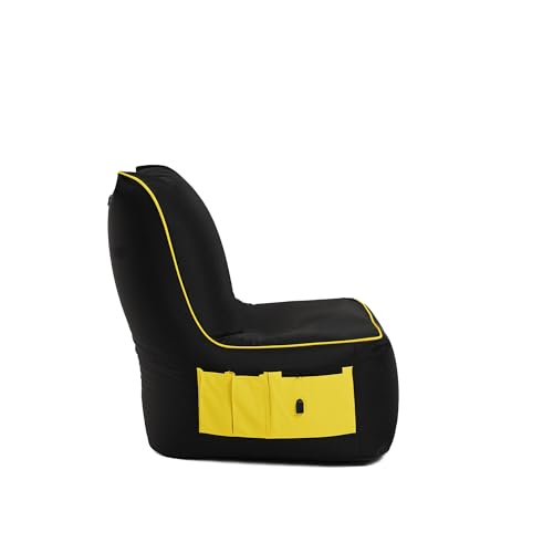 BuBiBag Gaming Sitzsack zum Zocken mit Anschluss zum Laden & Taschen, Halterung, Game Sessel für Kinder und Erwachsene, Beanbag Indoor und Outdoor - Dreambag (Gelb) von BuBiBag