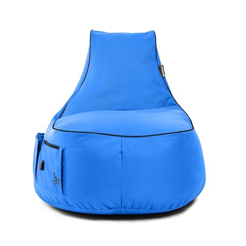 BuBiBag Gaming Sitzsack zum Zocken mit -Anschluss & Taschen, Halterung, Gamer Sessel für Kinder und Erwachsene, Beanbag Indoor und Outdoor - JokerBag (Königsblau) von BuBiBag